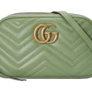 Gucci GG Marmont Quilted Leather Shoulder Bag - Mint Green with Gold Accents